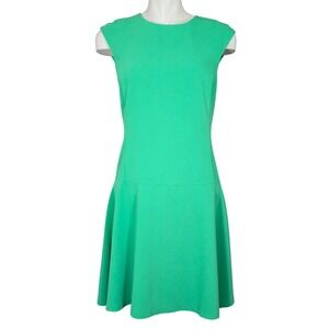 Lauren Ralph Lauren Green Drop Waist Sleeveless Fit Flare Dress 4